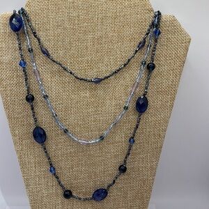 Blue colored Beads long 30” Necklace